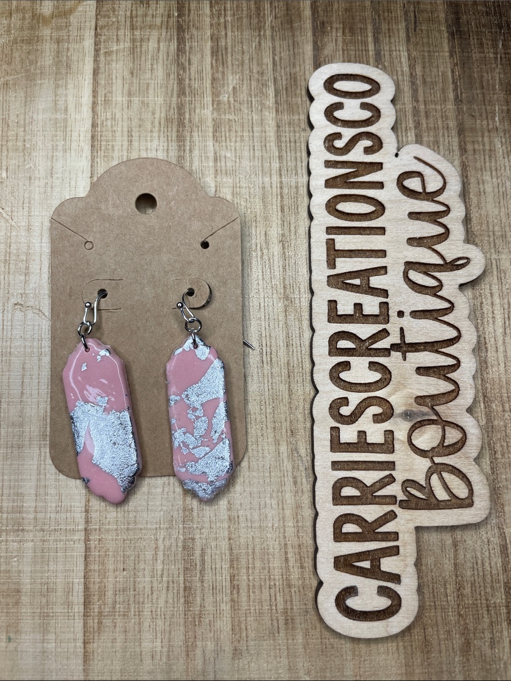 Pink and Silver Dangle Earrings